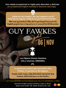 6 Nov. Celebra Guy Fawkes hablando inglés